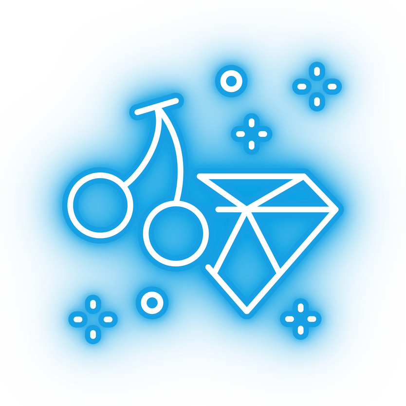 Neon blue pokies icon